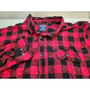 Faded‎ Glory Mens XL XLarge Red Black Plaid Long Sleeve Flannel Shirt